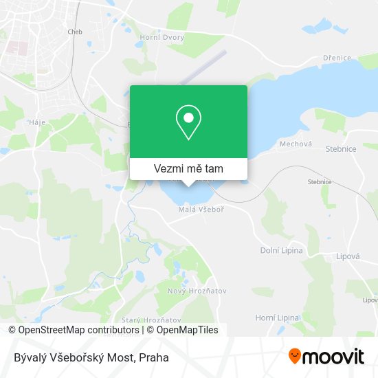 Bývalý Všebořský Most mapa