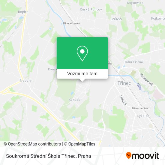 Soukromá Střední Škola Třinec mapa