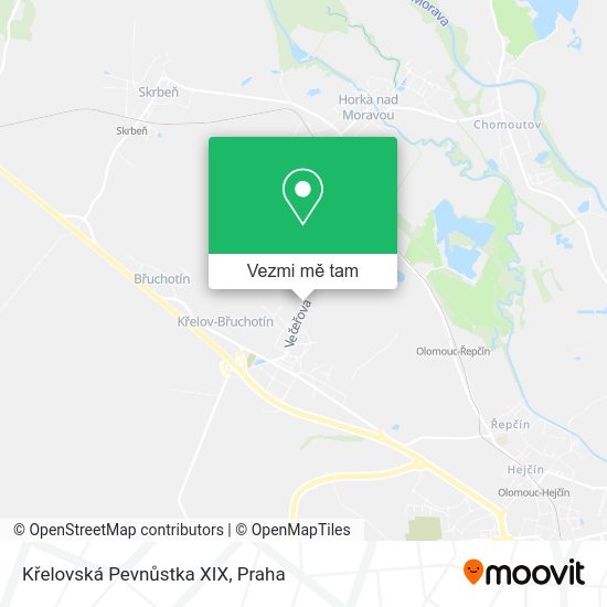Křelovská Pevnůstka XIX mapa