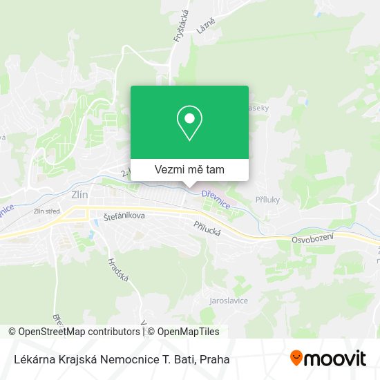 Lékárna Krajská Nemocnice T. Bati mapa