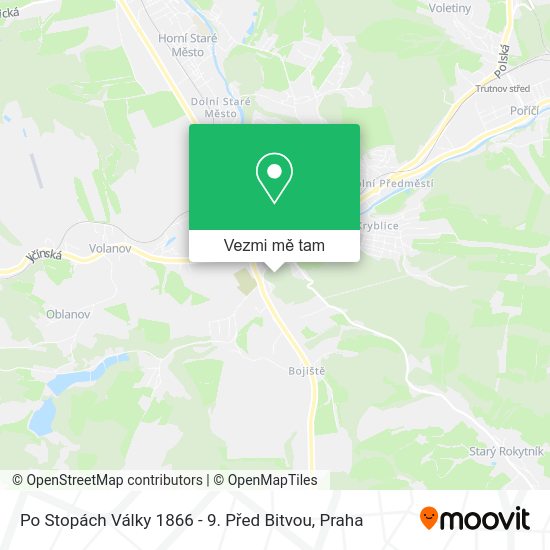 Po Stopách Války 1866 - 9. Před Bitvou mapa