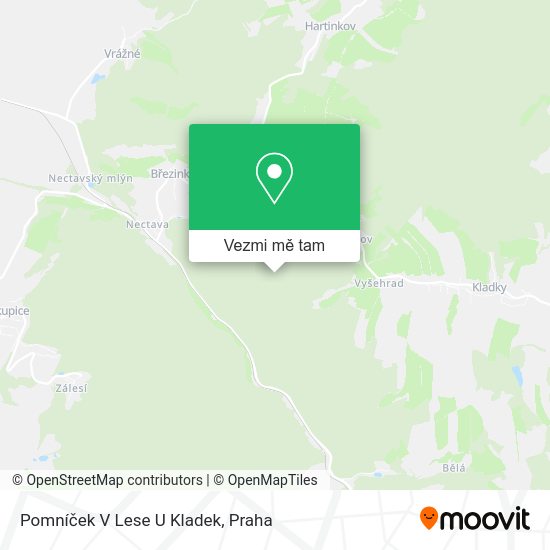 Pomníček V Lese U Kladek mapa