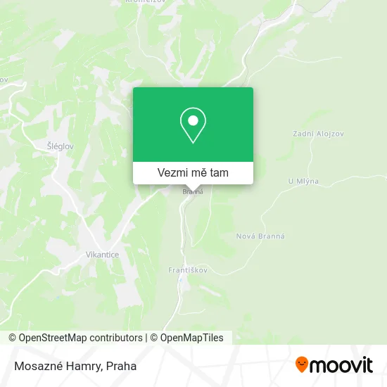 Mosazné Hamry mapa
