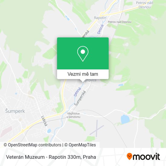 Veterán Muzeum - Rapotín 330m mapa