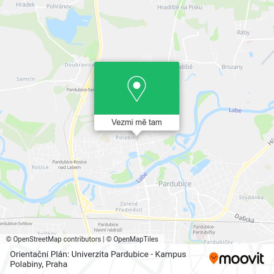 Orientační Plán: Univerzita Pardubice - Kampus Polabiny mapa