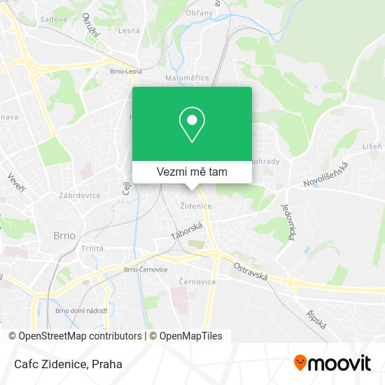 Cafc Zidenice mapa