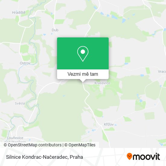 Silnice Kondrac-Načeradec mapa