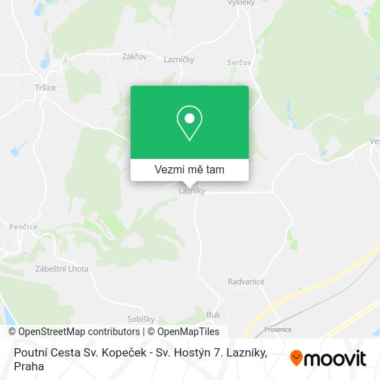 Poutní Cesta Sv. Kopeček - Sv. Hostýn 7. Lazníky mapa