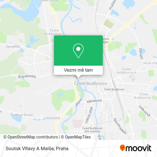 Soutok Vltavy A Malše mapa
