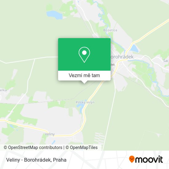 Veliny - Borohrádek mapa