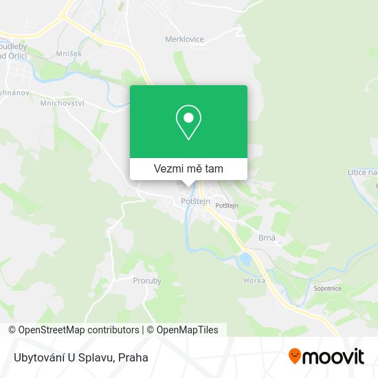 Ubytování U Splavu mapa
