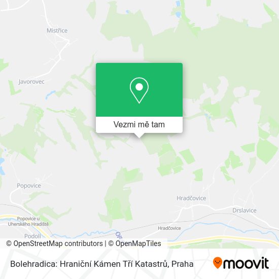 Bolehradica: Hraniční Kámen Tří Katastrů mapa