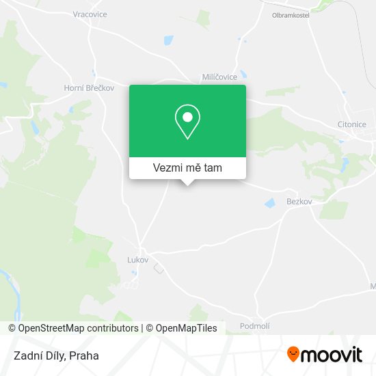 Zadní Díly mapa