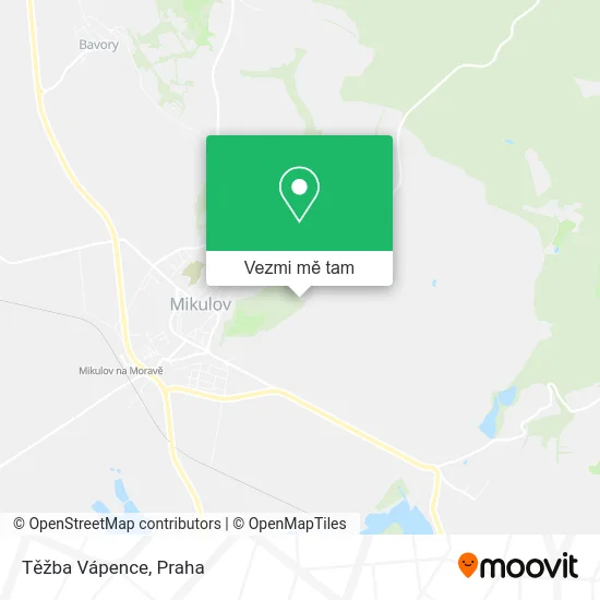 Těžba Vápence mapa