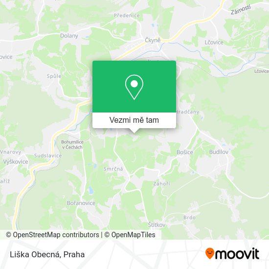 Liška Obecná mapa