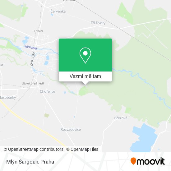 Mlýn Šargoun mapa