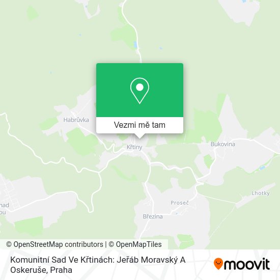 Komunitní Sad Ve Křtinách: Jeřáb Moravský A Oskeruše mapa