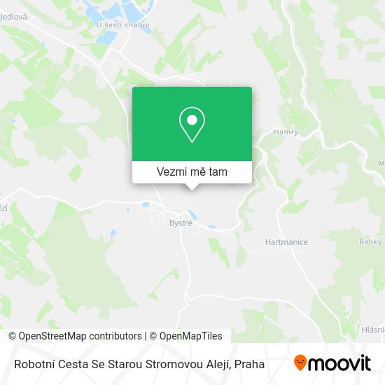 Robotní Cesta Se Starou Stromovou Alejí mapa