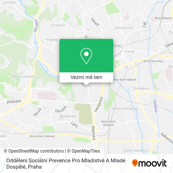 Oddělení Sociální Prevence Pro Mladistvé A Mladé Dospělé mapa