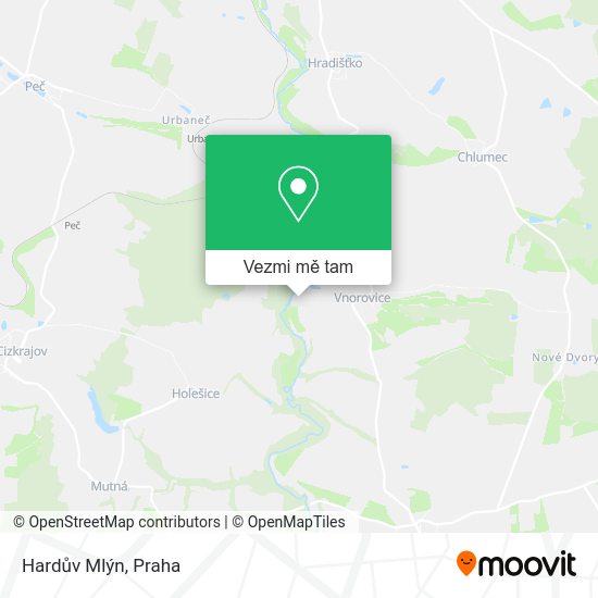 Hardův Mlýn mapa