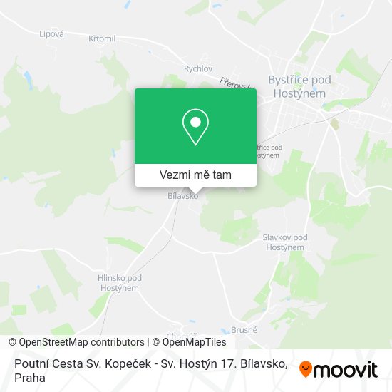 Poutní Cesta Sv. Kopeček - Sv. Hostýn 17. Bílavsko mapa