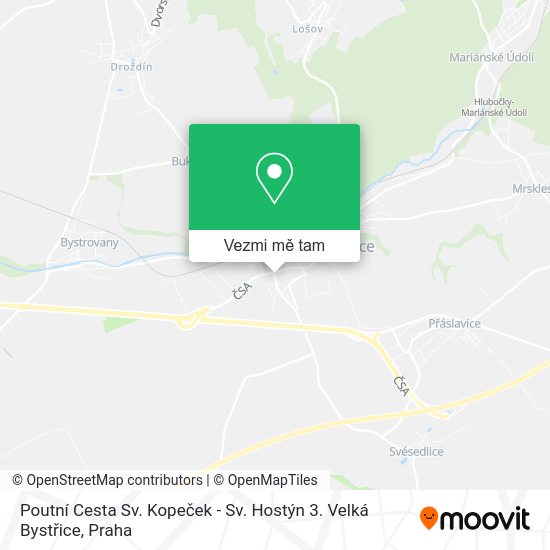 Poutní Cesta Sv. Kopeček - Sv. Hostýn 3. Velká Bystřice mapa