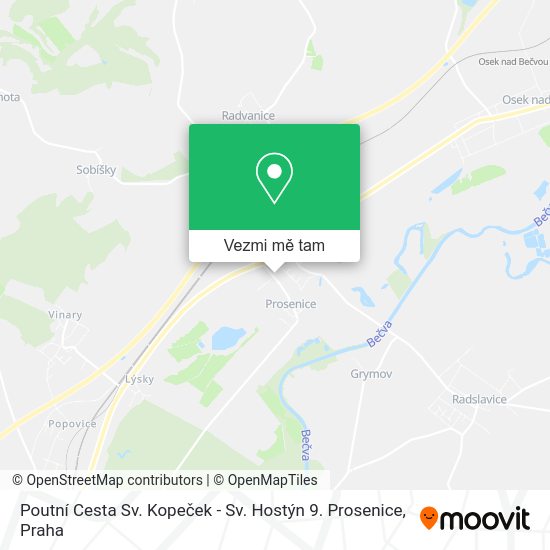 Poutní Cesta Sv. Kopeček - Sv. Hostýn 9. Prosenice mapa
