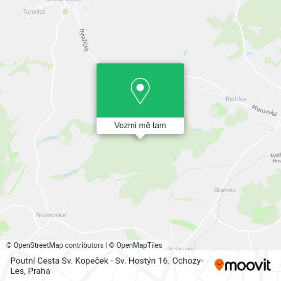 Poutní Cesta Sv. Kopeček - Sv. Hostýn 16. Ochozy-Les mapa