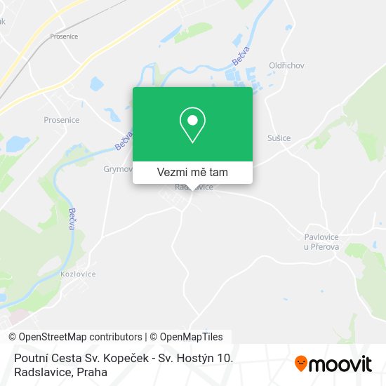 Poutní Cesta Sv. Kopeček - Sv. Hostýn 10. Radslavice mapa