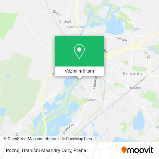 Poznej Hraniční Meandry Odry mapa