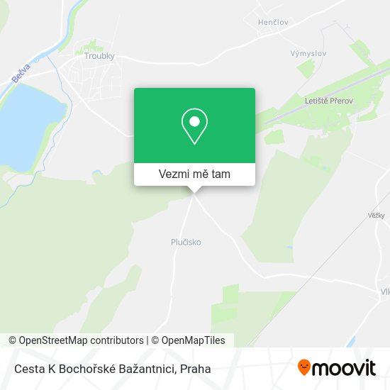 Cesta K Bochořské Bažantnici mapa