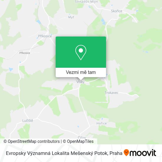 Evropsky Významná Lokalita Mešenský Potok mapa