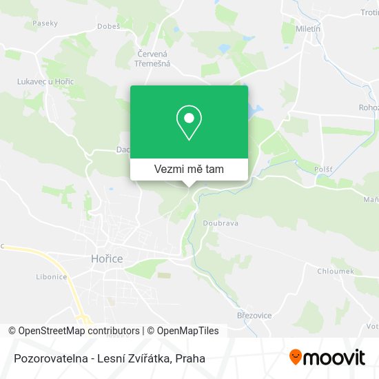 Pozorovatelna - Lesní  Zvířátka mapa