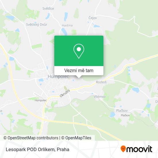 Lesopark POD Orlíkem mapa