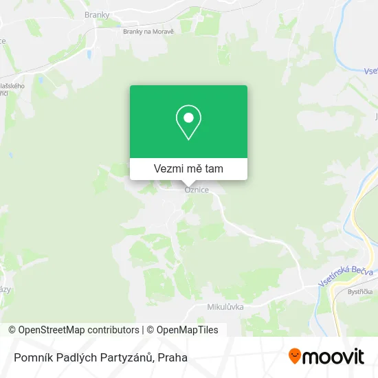 Pomník Padlých Partyzánů mapa