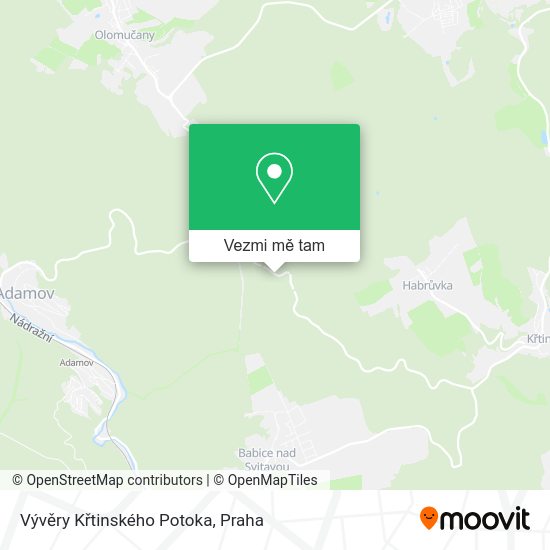 Vývěry Křtinského Potoka mapa