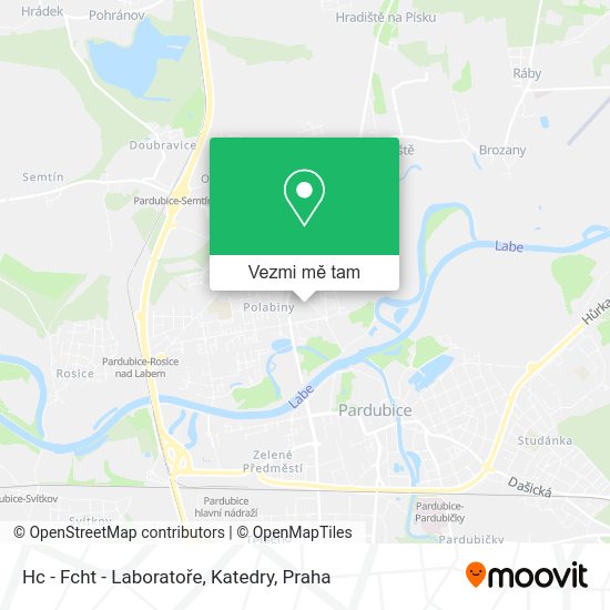 Hc - Fcht - Laboratoře, Katedry mapa
