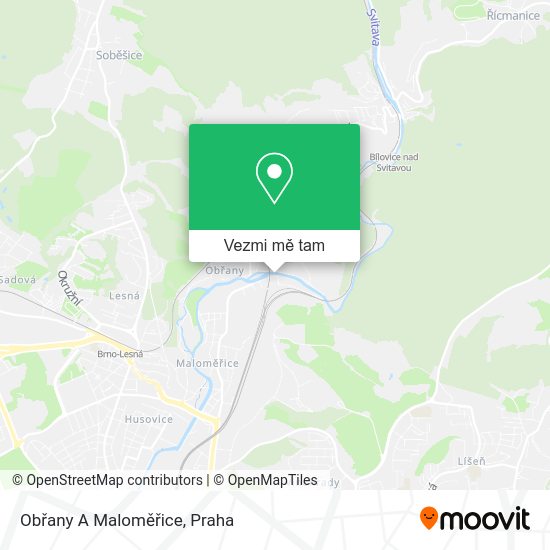 Obřany A Maloměřice mapa