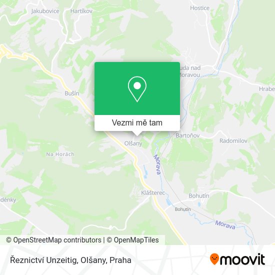 Řeznictví Unzeitig, Olšany mapa