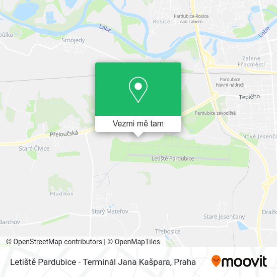 Letiště Pardubice - Terminál Jana Kašpara mapa