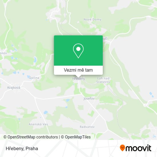 Hřebeny mapa