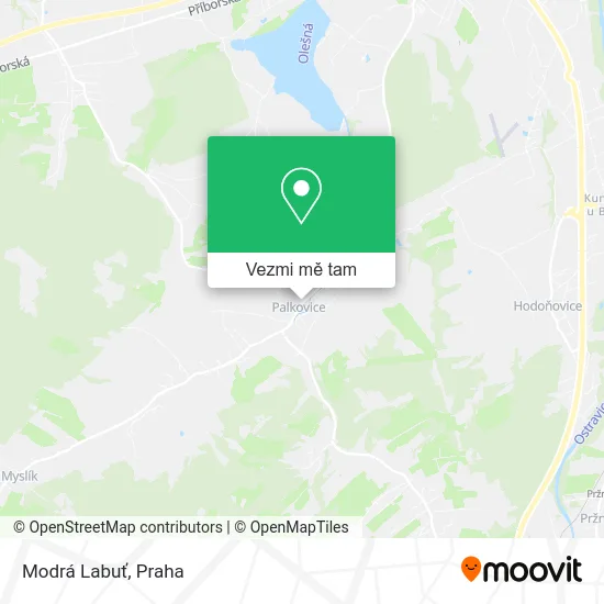 Modrá Labuť mapa