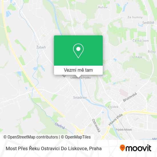 Most Přes Řeku Ostravici Do Lískovce mapa