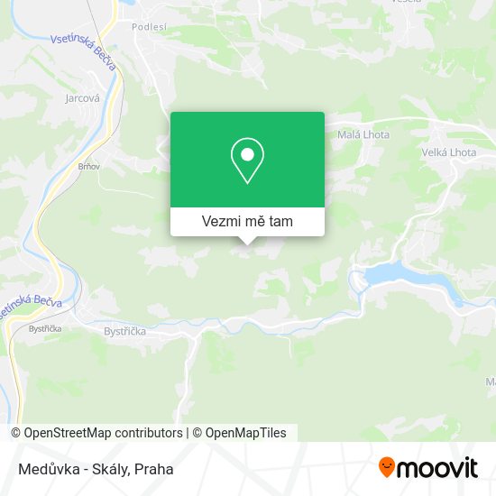 Medůvka - Skály mapa