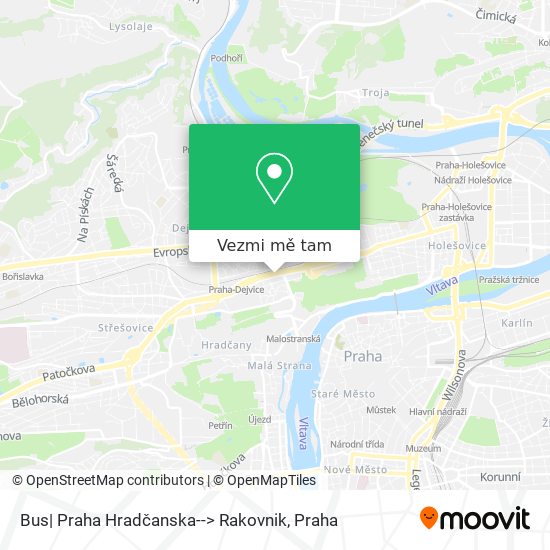 Bus| Praha Hradčanska--> Rakovnik mapa