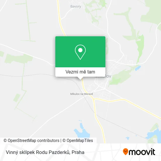 Vinný sklípek Rodu Pazderků mapa