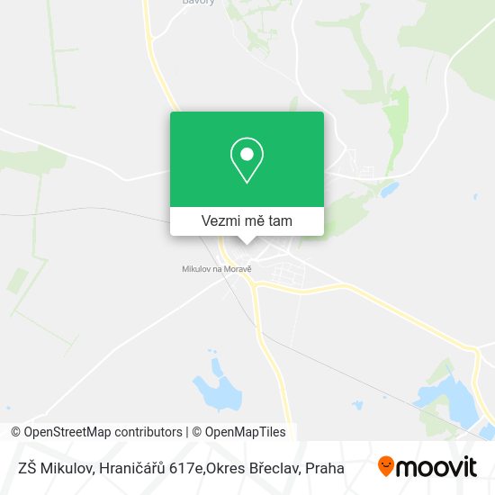 ZŠ Mikulov, Hraničářů 617e,Okres Břeclav mapa