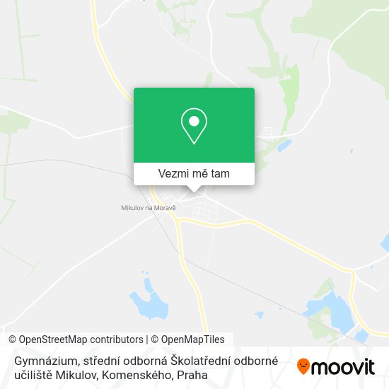 Gymnázium, střední odborná Školatřední odborné učiliště Mikulov, Komenského mapa