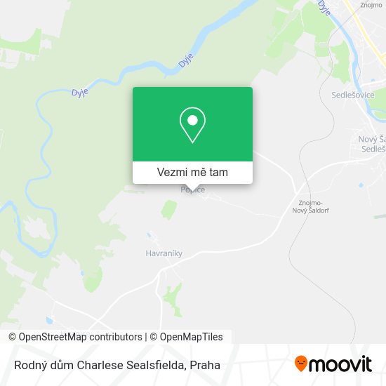 Rodný dům Charlese Sealsfielda mapa