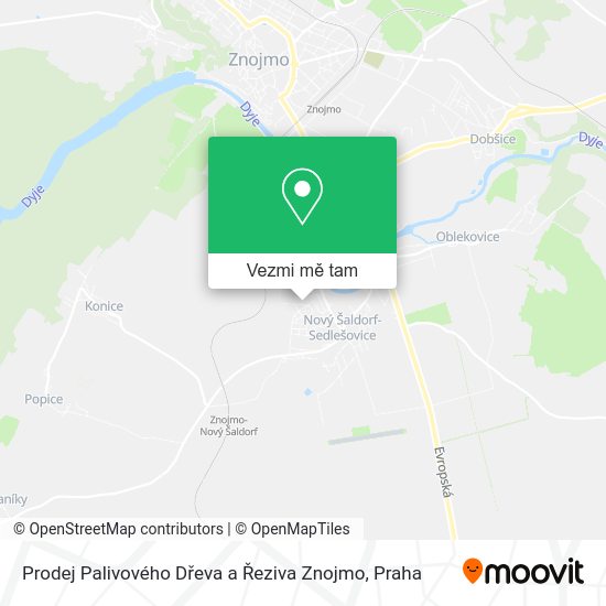 Prodej Palivového Dřeva a Řeziva Znojmo mapa